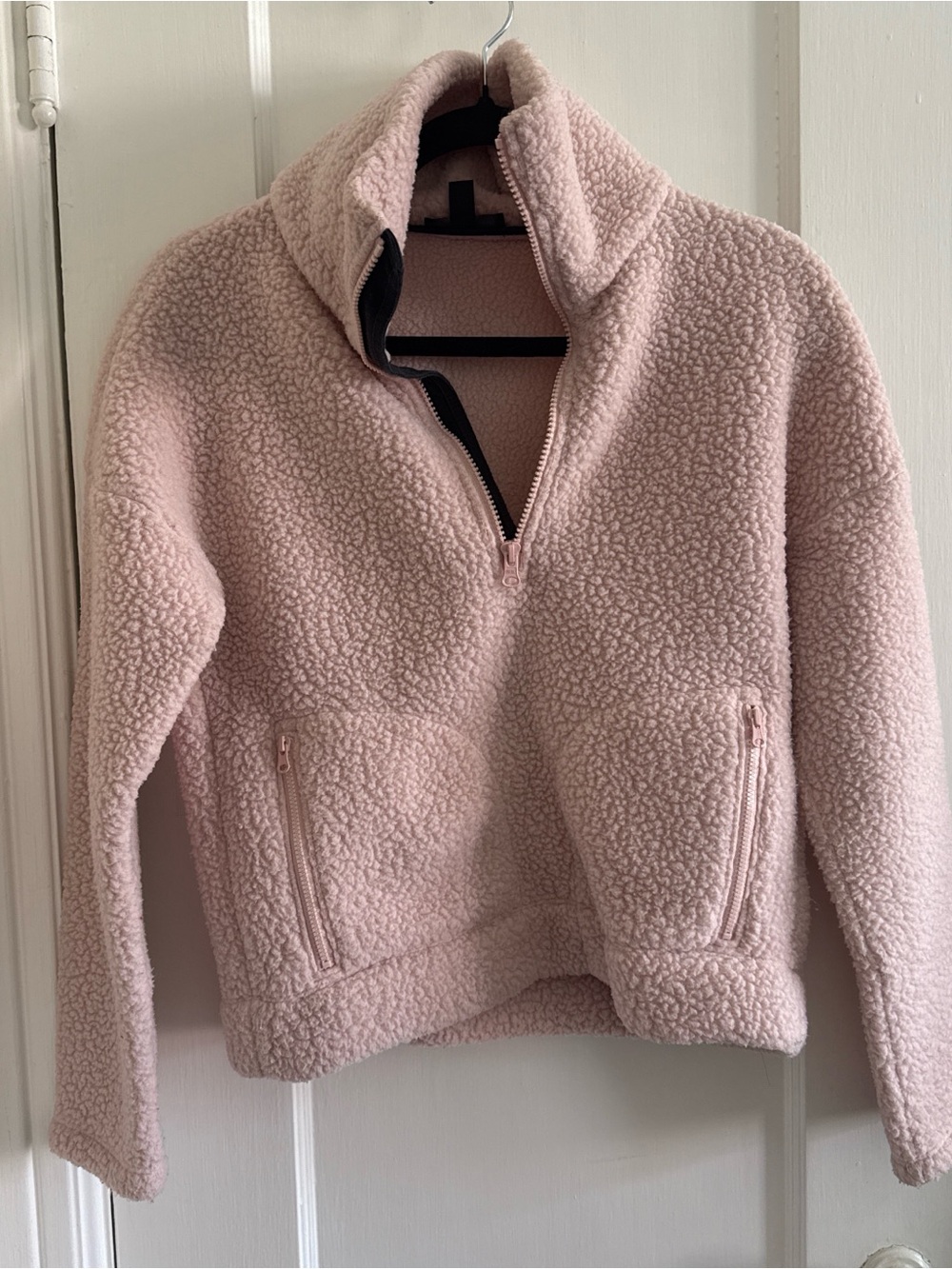 J. Crew Cozy Pink Sherpa Quarter-Zip Pullover